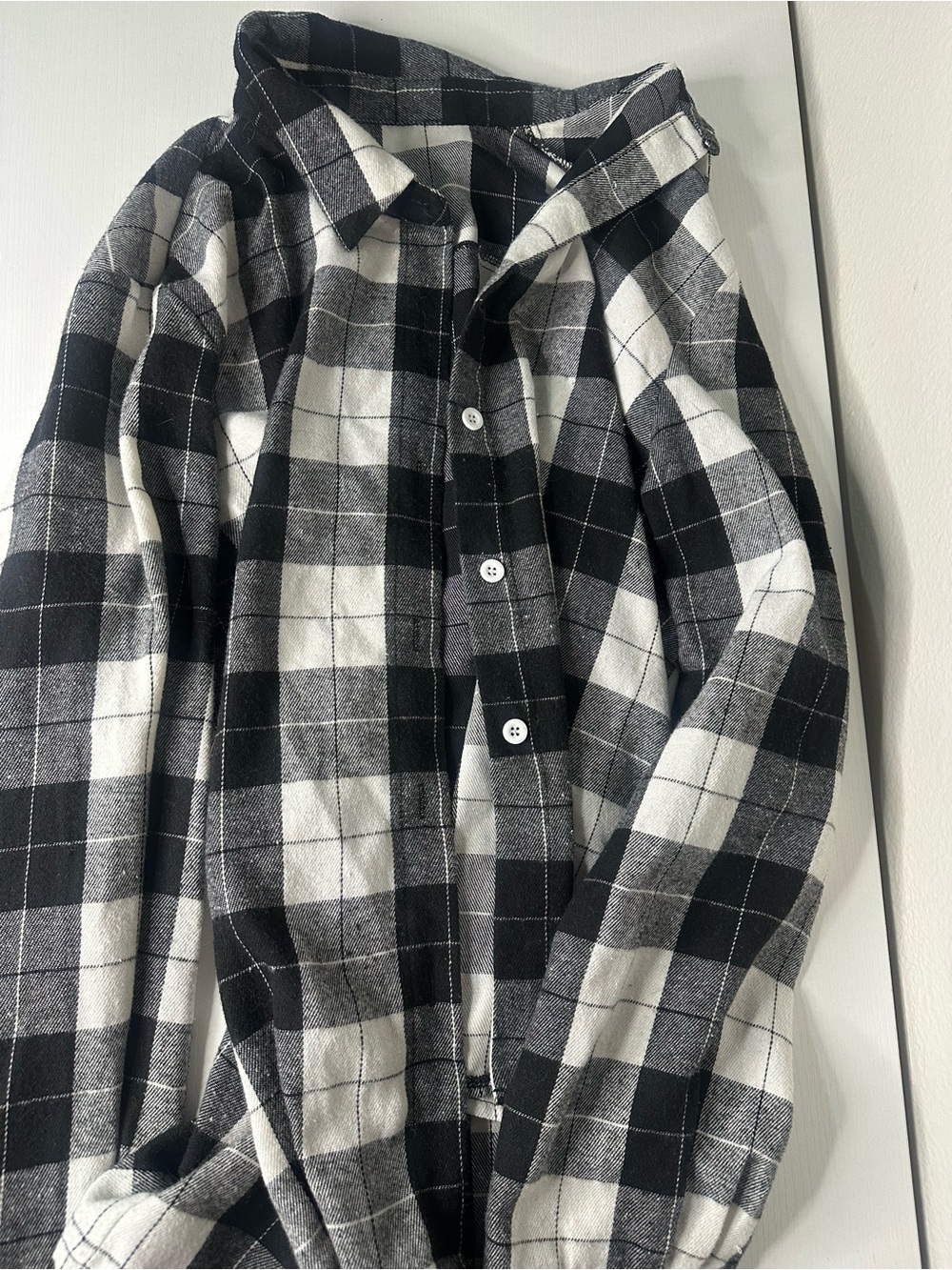 Women’s/Men's Black & White Plaid Flannel Shirt